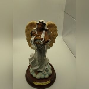 Angel Figurine with Child - Cream and Brown